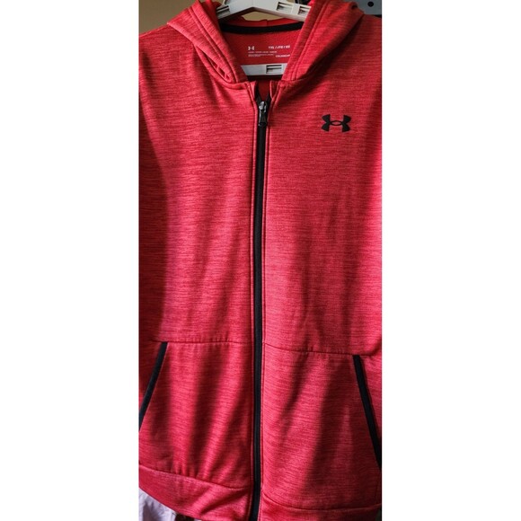 UNDER ARMOUR Jacket Logo Coldgear Full Zip Hoodie Athletic Kids YXL W/SMALL D25 - Picture 4 of 5